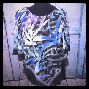 B.L.E.U. black purple and blue top with poncho XL